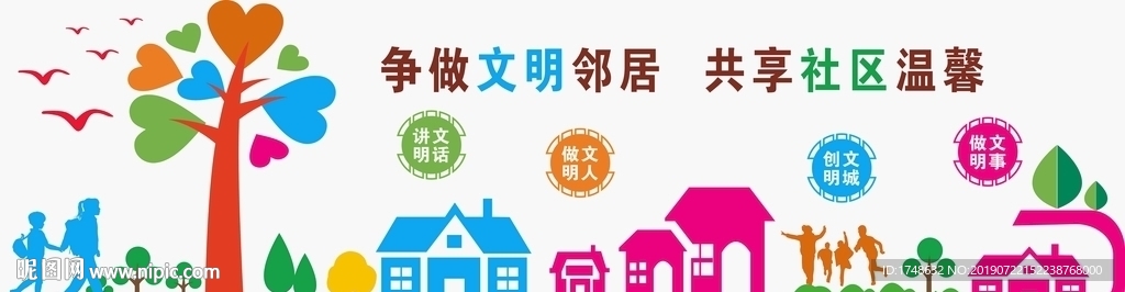 社区文化墙 温馨家园 文明创建