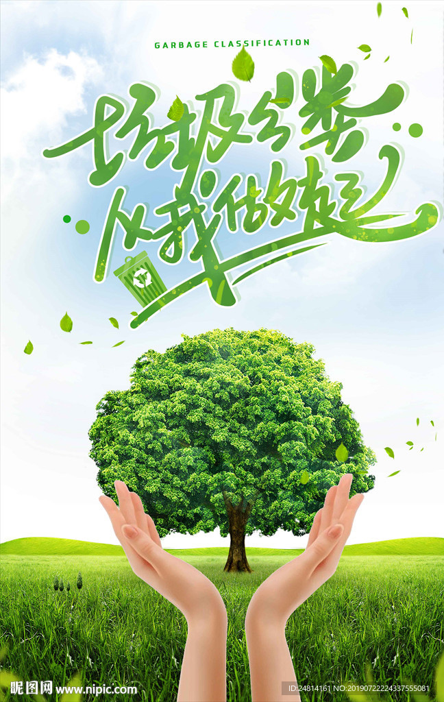 绿色环保垃圾分类海报模板