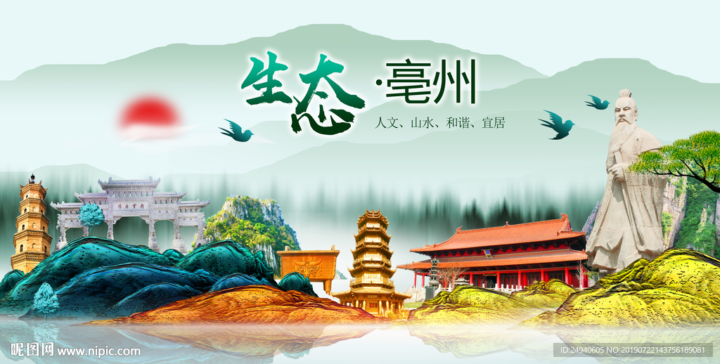 生态亳州中国风城市形象海报广告