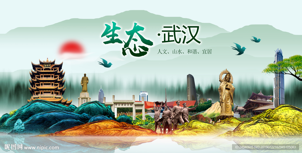 魅力武汉中国风城市形象海报广告