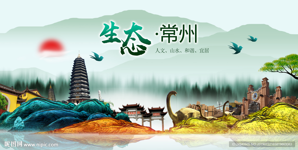 生态常州中国梦城市形象海报广告