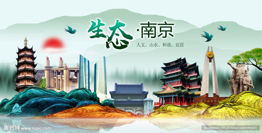 生态南京中国梦城市形象海报广告