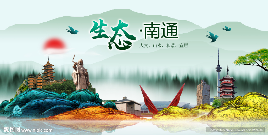生态南通中国梦城市形象海报广告