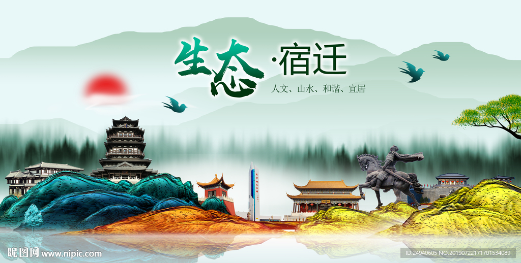 生态宿迁中国梦城市形象海报广告