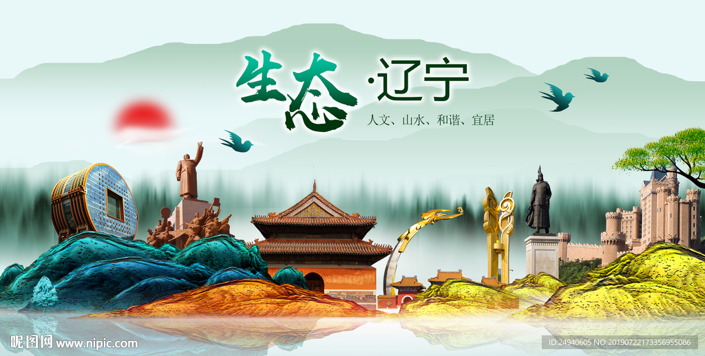 生态辽宁中国梦城市形象海报广告