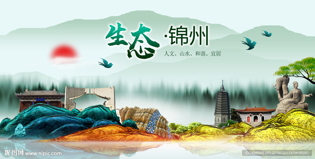 生态锦州中国梦城市形象海报广告