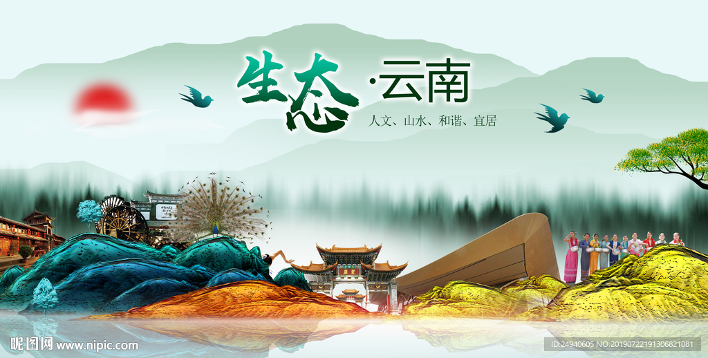 生态云南中国梦城市形象海报广告