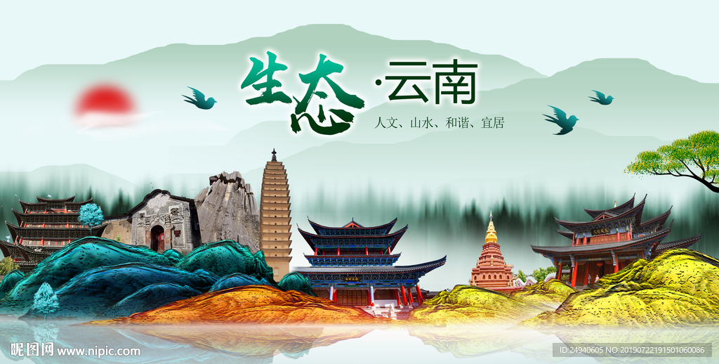 美丽云南中国梦城市形象海报广告