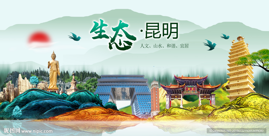 人文昆明中国梦城市形象海报广告