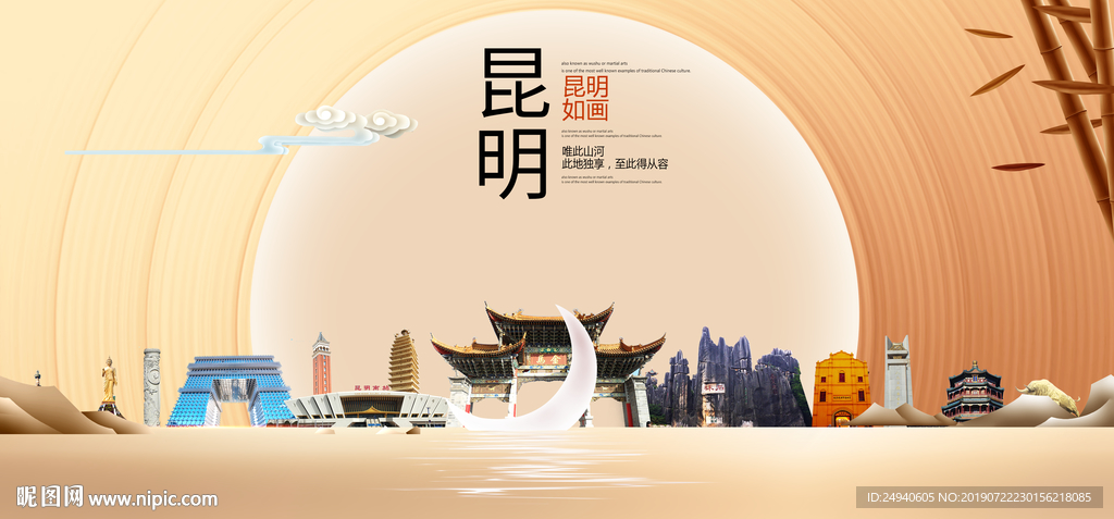 如画昆明中国梦城市形象海报广告