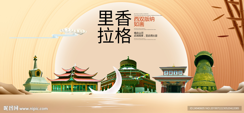 如画香格里拉中国梦城市形象海报