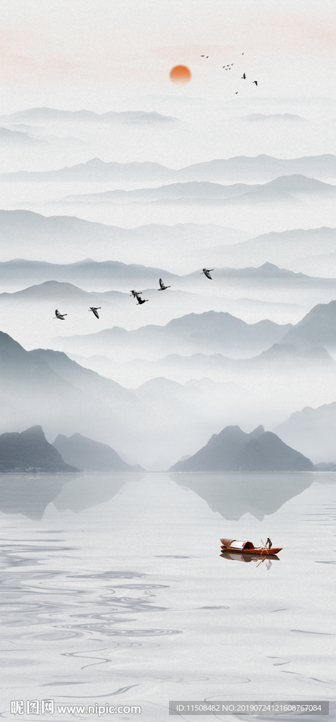 新中式玄关山水画