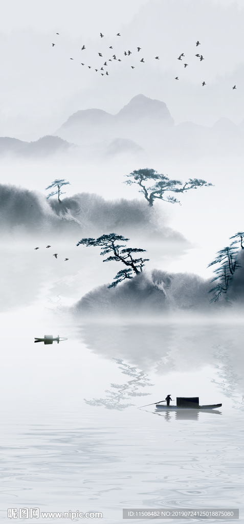 新中式玄关山水画