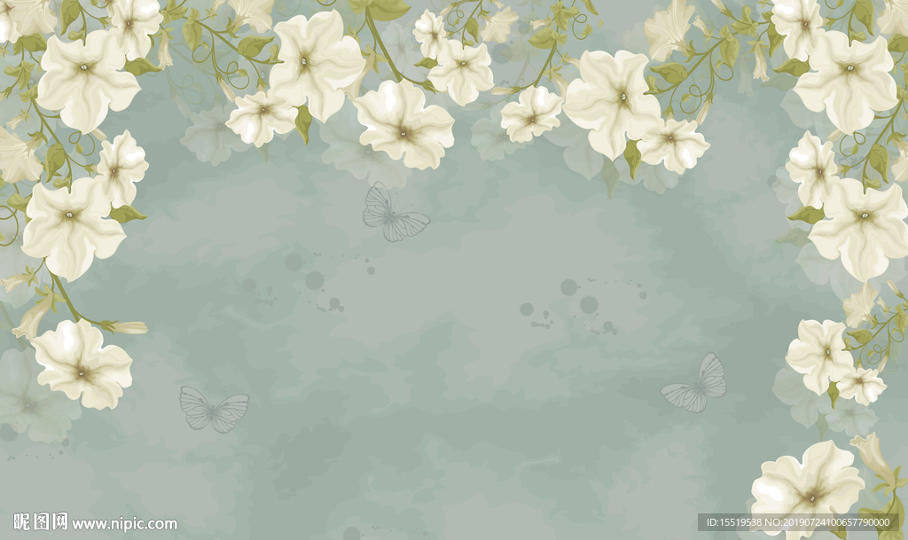手绘花壁画