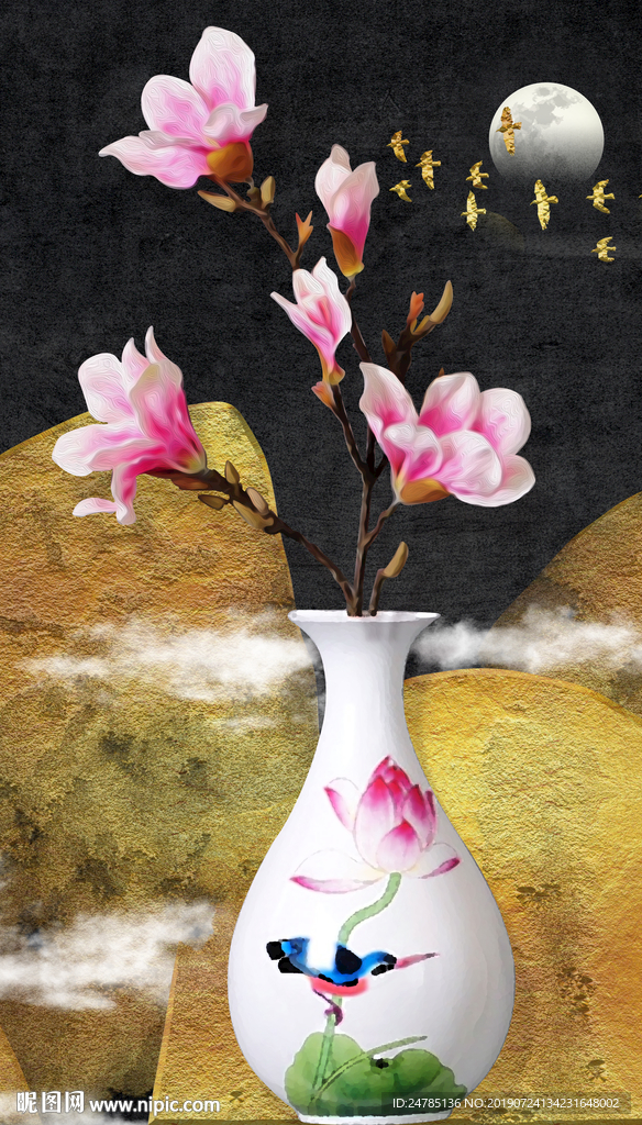 山水花鸟浮雕装饰画