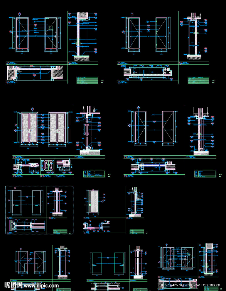 cad门施工图