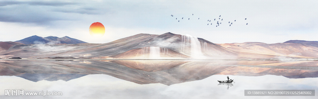 新中式山水床头画