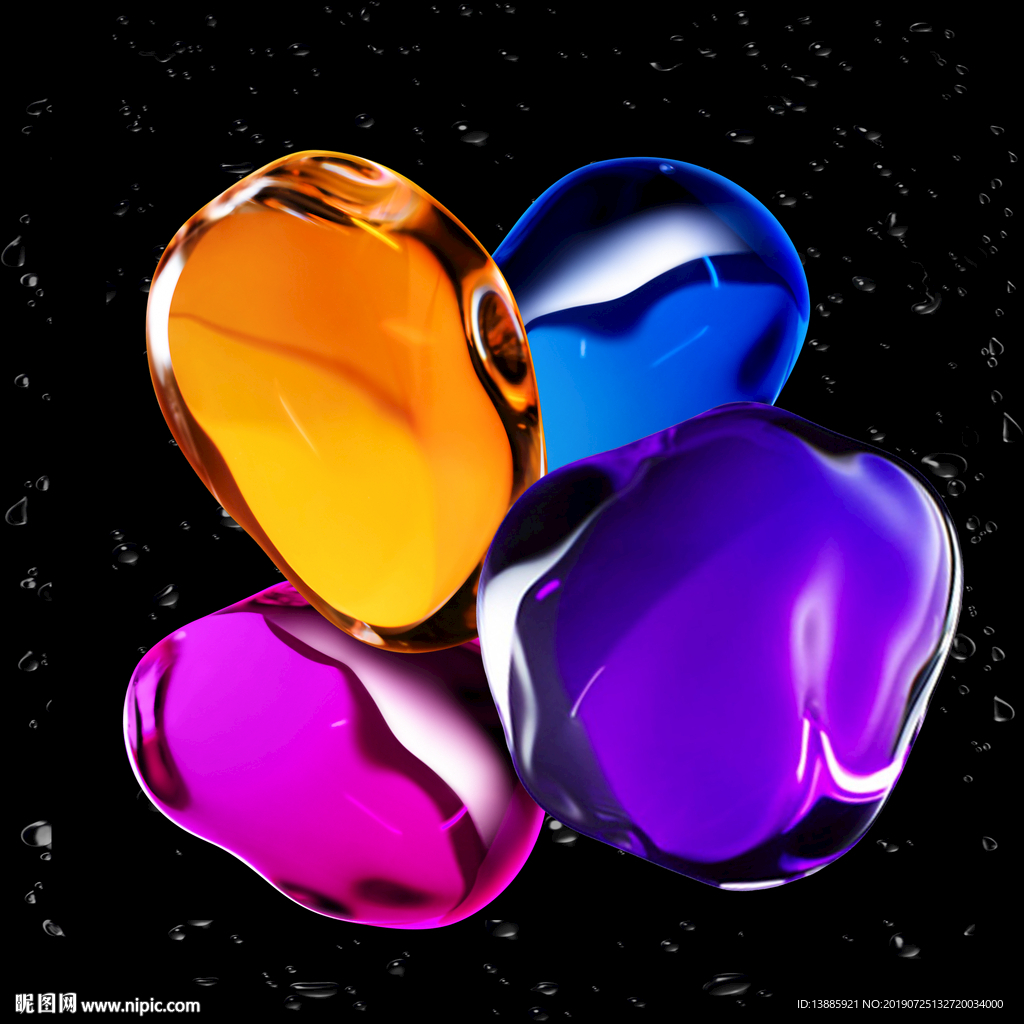 抽象多彩水珠雨滴晶瓷画