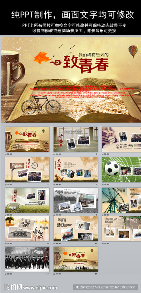 精美致青春同学聚会毕业PPT