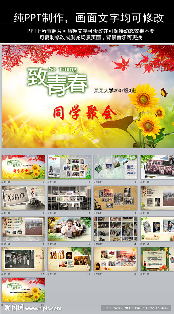 致青春毕业相册同学聚会ppt