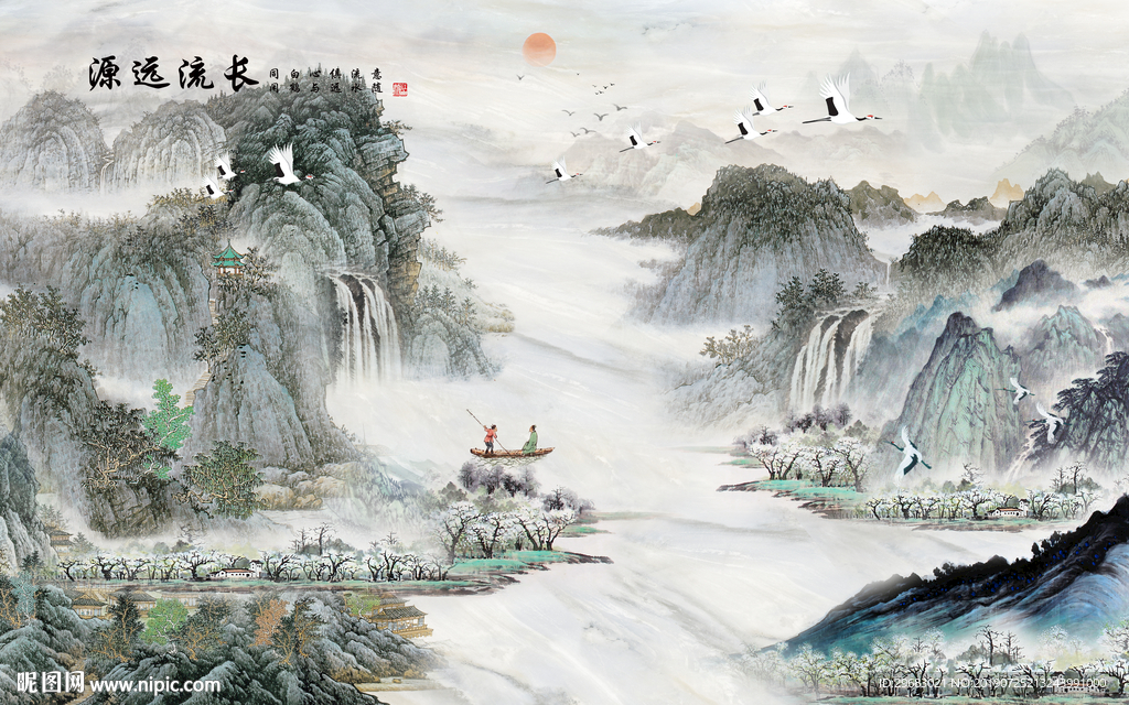 高档中式山水画 TIF分层 画