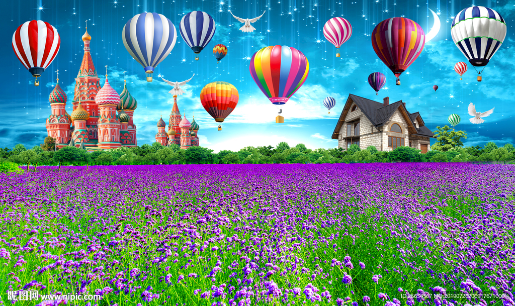 美丽花海电视背景墙