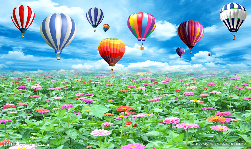 美丽花海电视背景墙