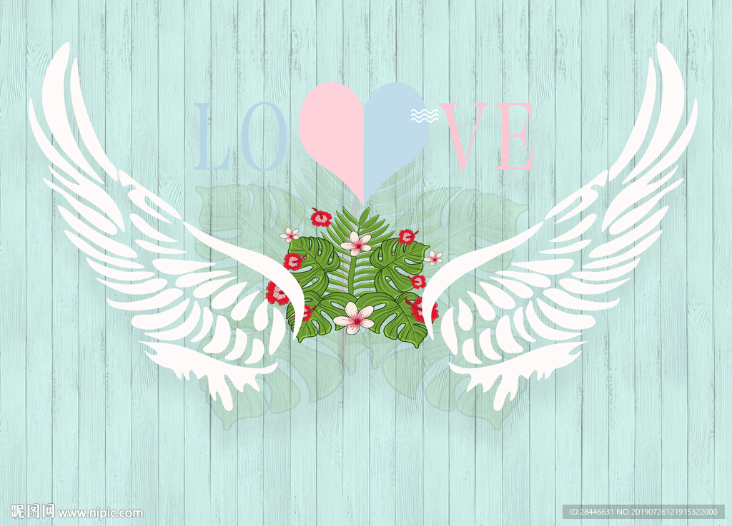 卡通翅膀背景墙