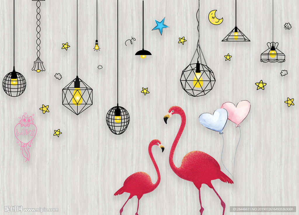 卡通儿童房背景墙