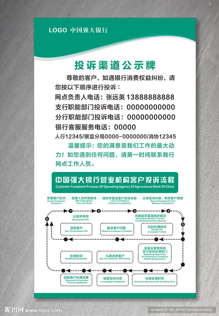 投诉渠道公示牌