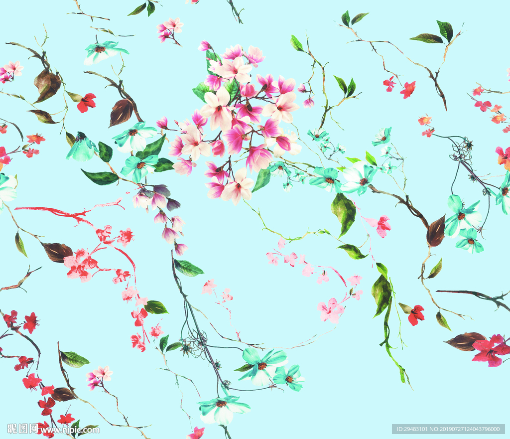 绿叶小花 碎花