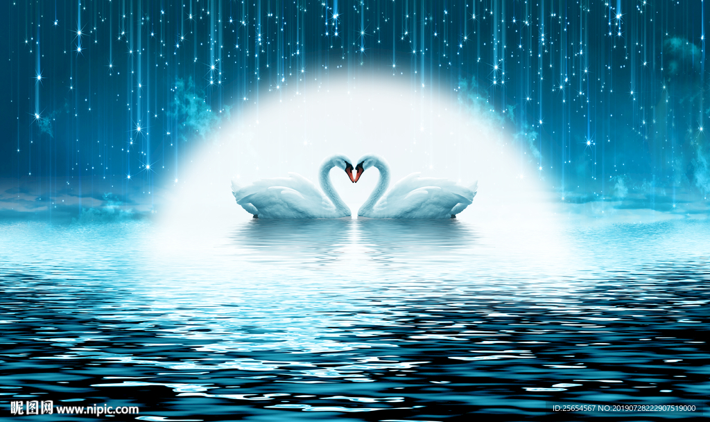 爱相随天鹅装饰画