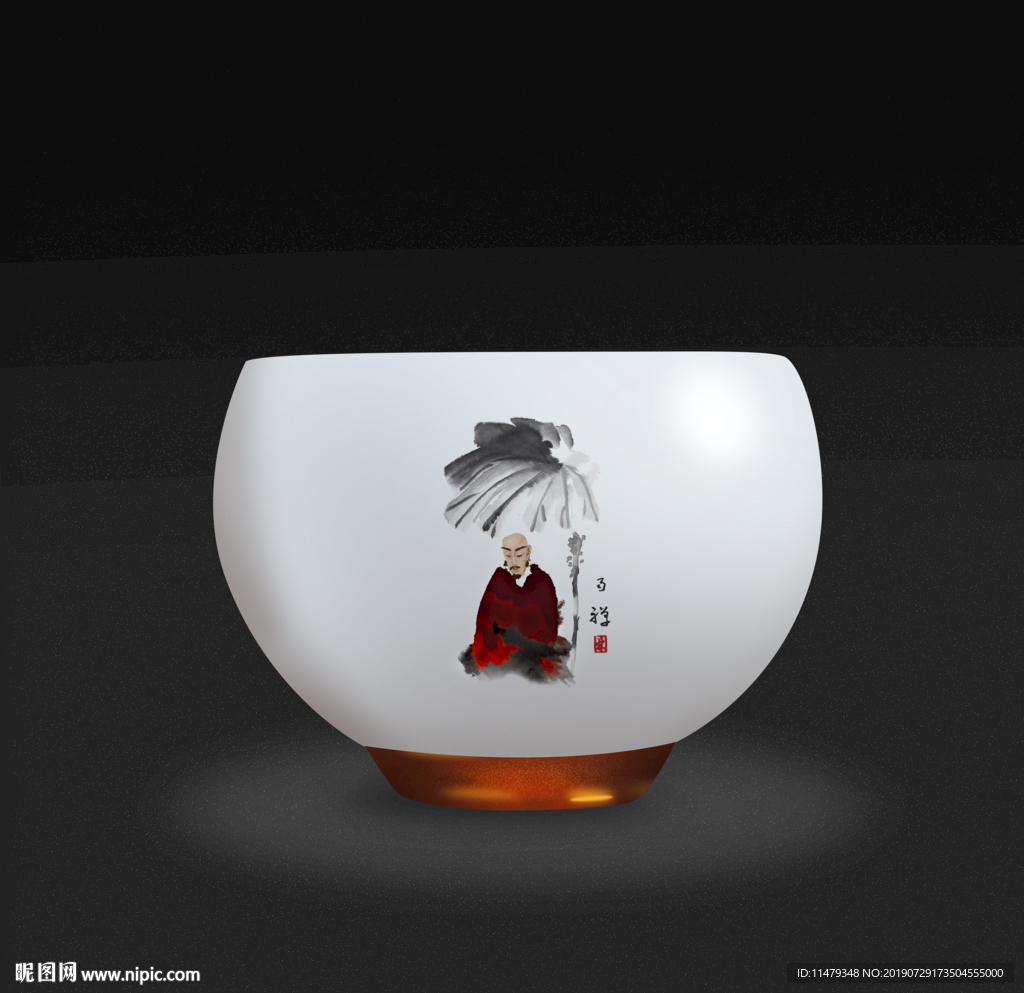 雨中参禅陶瓷杯高清