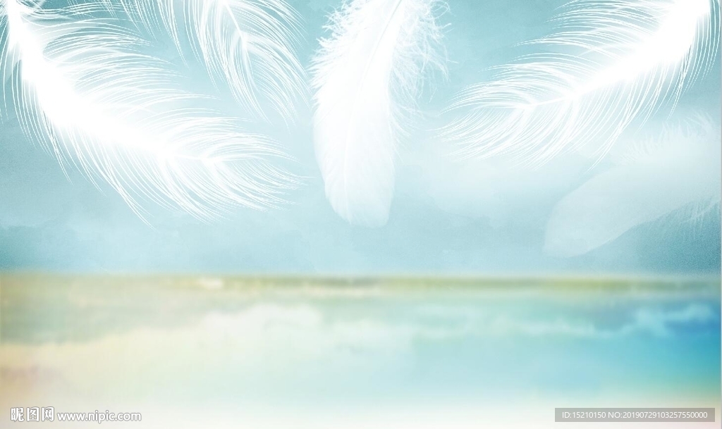 现代简约海景白色羽毛电视背景墙