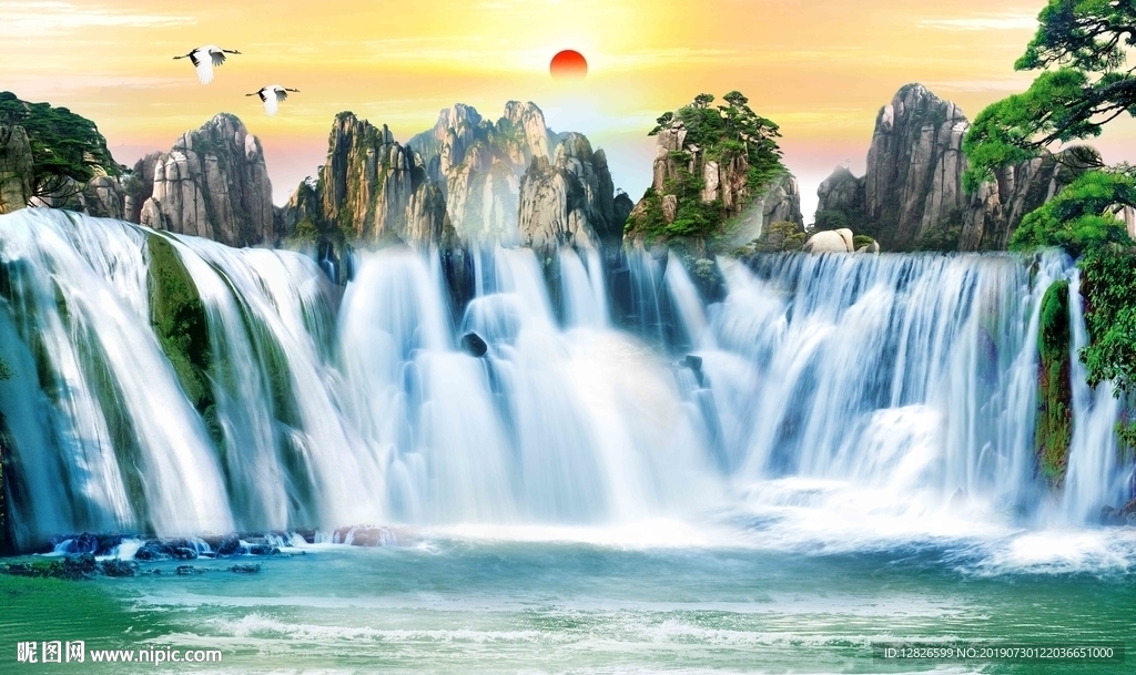 流水生财背景墙