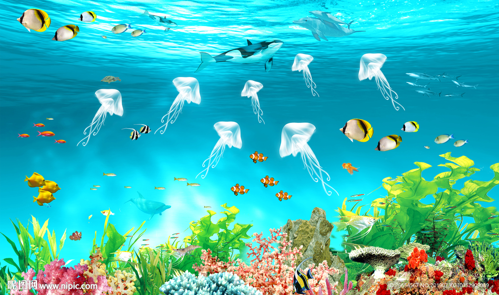 海底世界3D背景墙