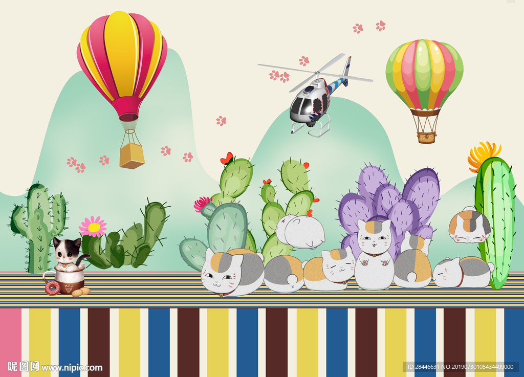 卡通儿童房背景墙