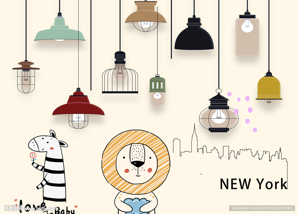 卡通儿童房背景墙