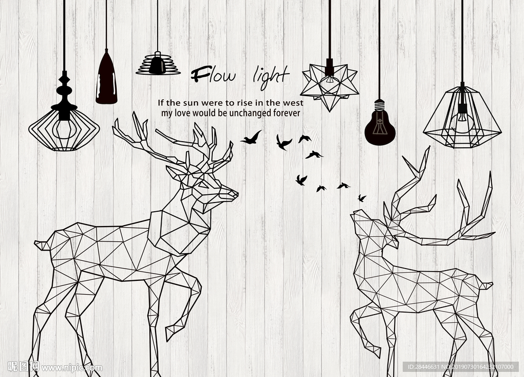 北欧简约时尚卡通背景墙