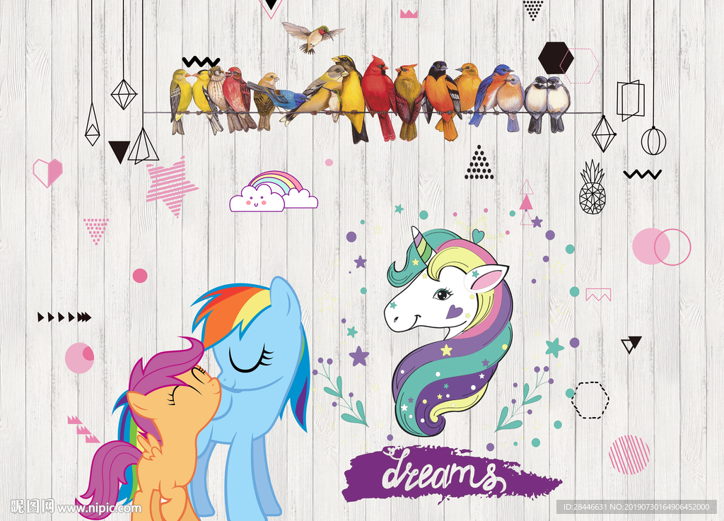 卡通儿童房背景墙