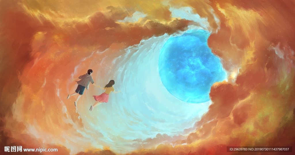 插画七夕情人节情侣