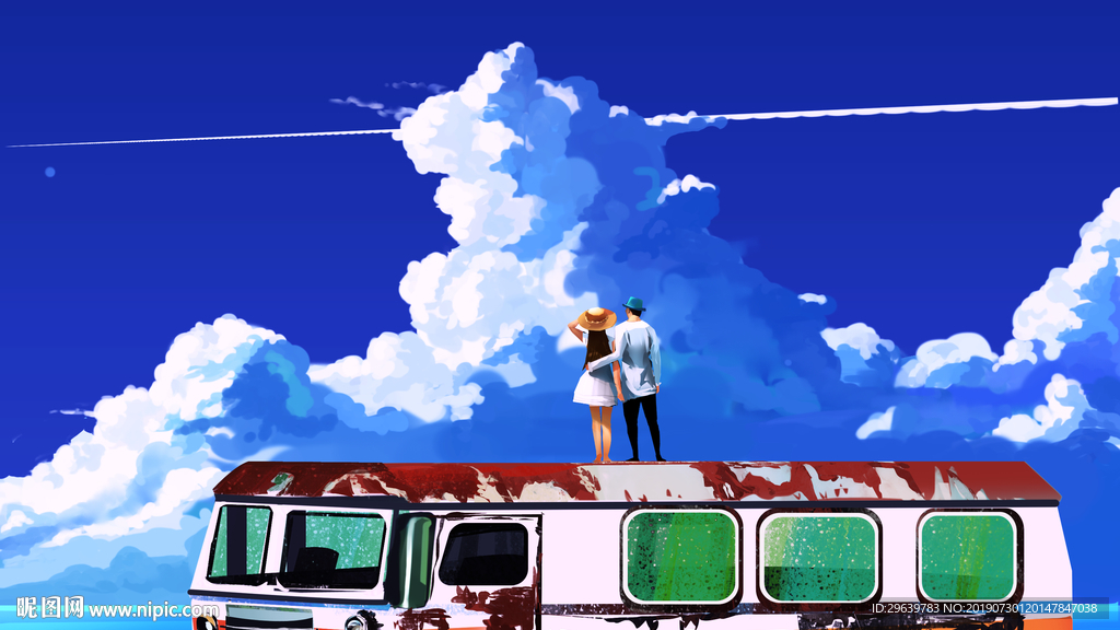 插画七夕情人节情侣