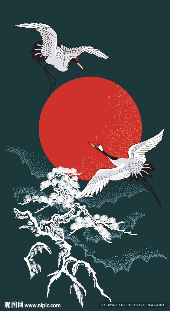 中国传统纹饰 仙鹤松柏