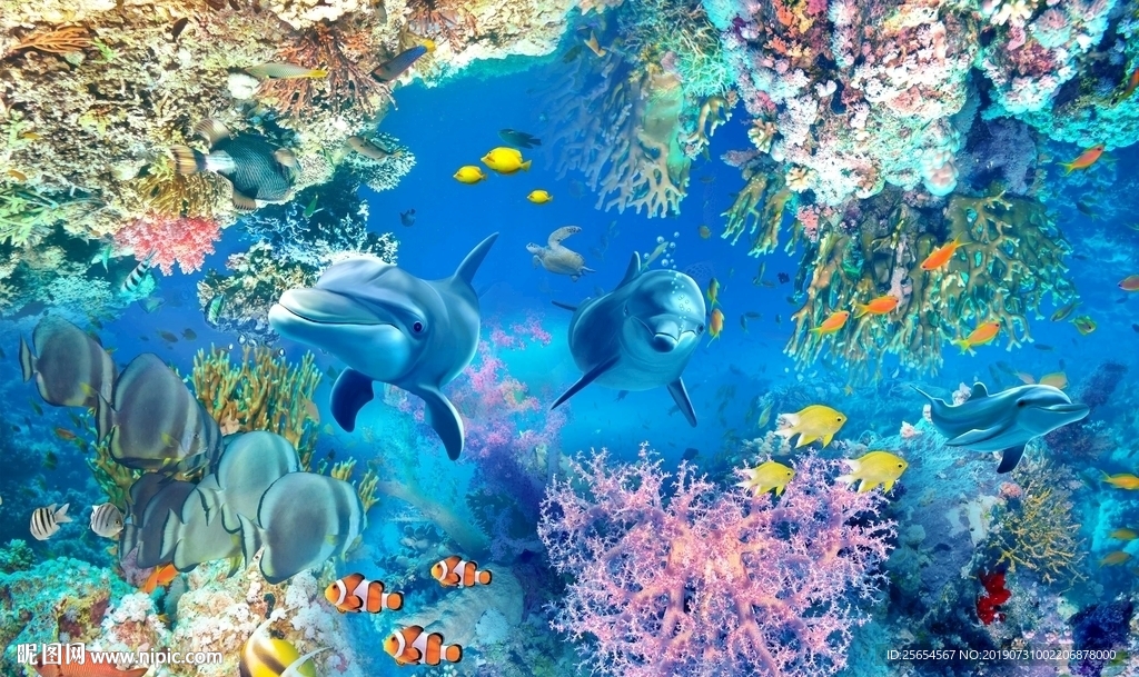 硅藻泥海洋世界图案图片