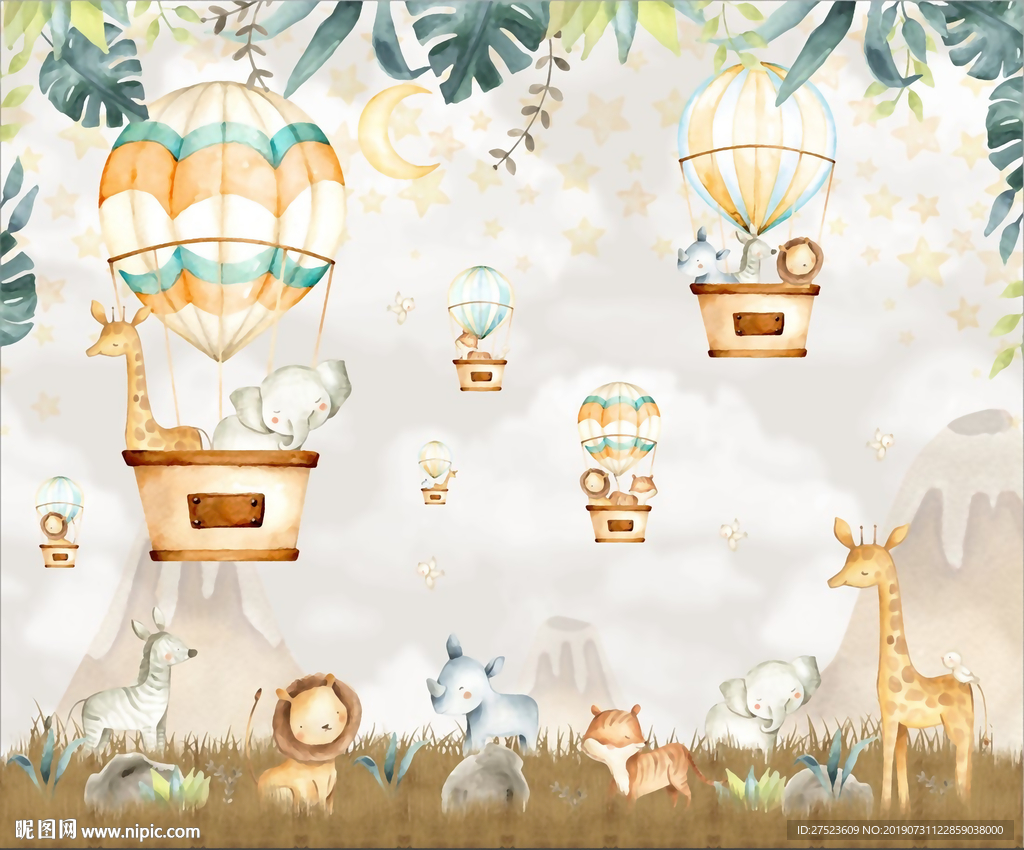 儿童房卡通背景墙