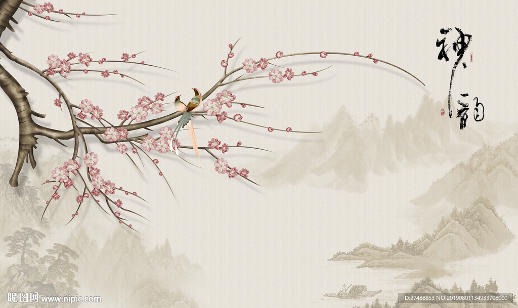 花鸟背景墙