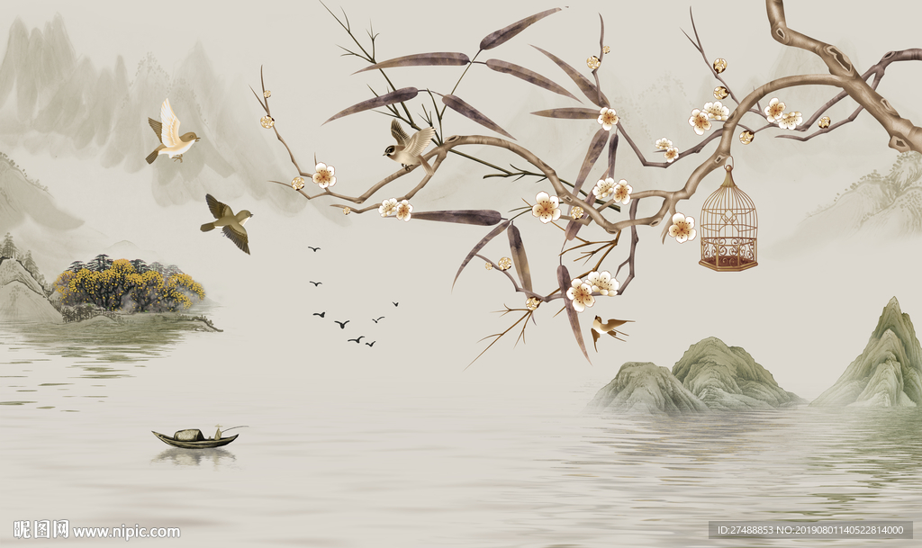 花鸟背景墙