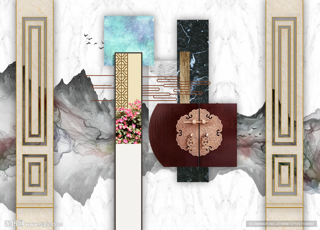 新中式护墙板背景墙