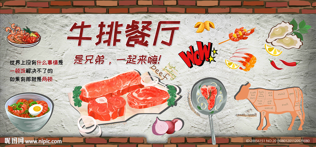 牛排背景墙