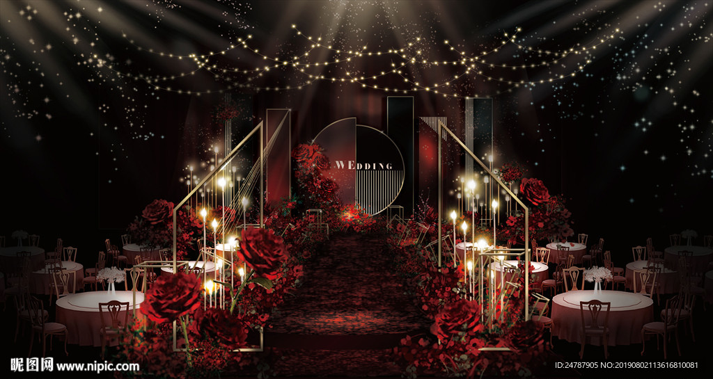 红黑金婚礼效果图